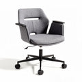 Chaise de bureau pivotante en tissu gris avec accoudoirs et roulettes 50 x 55 x 85cm