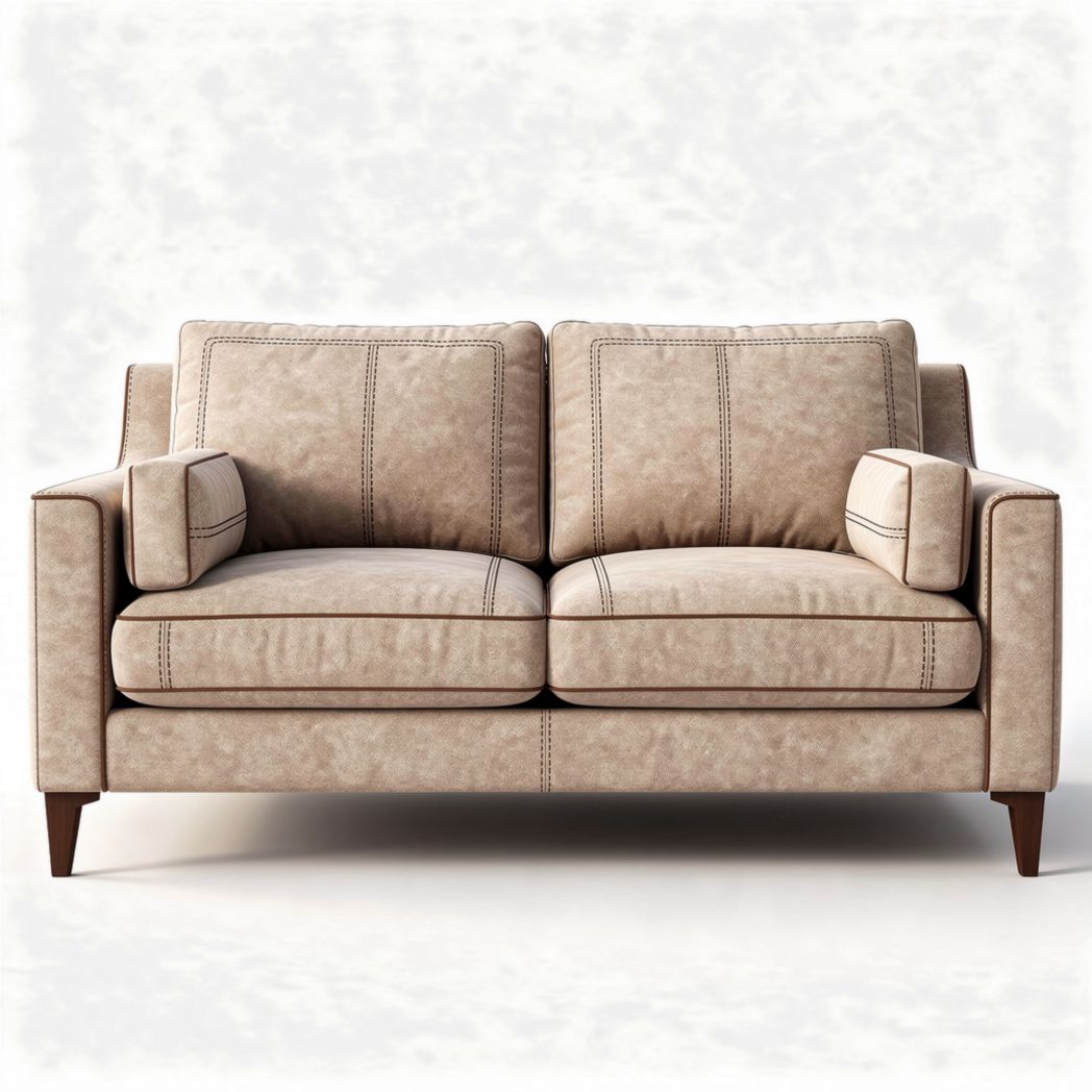 Canapé en cuir synthétique beige avec accoudoirs 150 x 80 x 85 cm