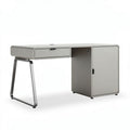 Bureau contemporain en métal et bois avec tiroir et rangement gris 120 x 60 x 75cm