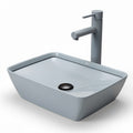 Lavabo carré en céramique grise 50 x 40 x 15cm avec robinet intégré