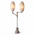 Lampe de table à deux abat-jour en tissu beige avec base en céramique 70 x 30 x 30cm