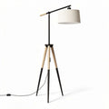 Lampe sur pied en métal et bois avec abat-jour blanc 45 x 30 x 150cm