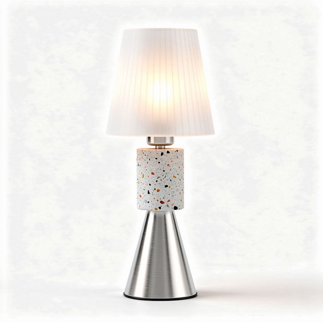 Lampe de table en béton avec abat-jour en tissu en blanc 15 x 15 x 35cm