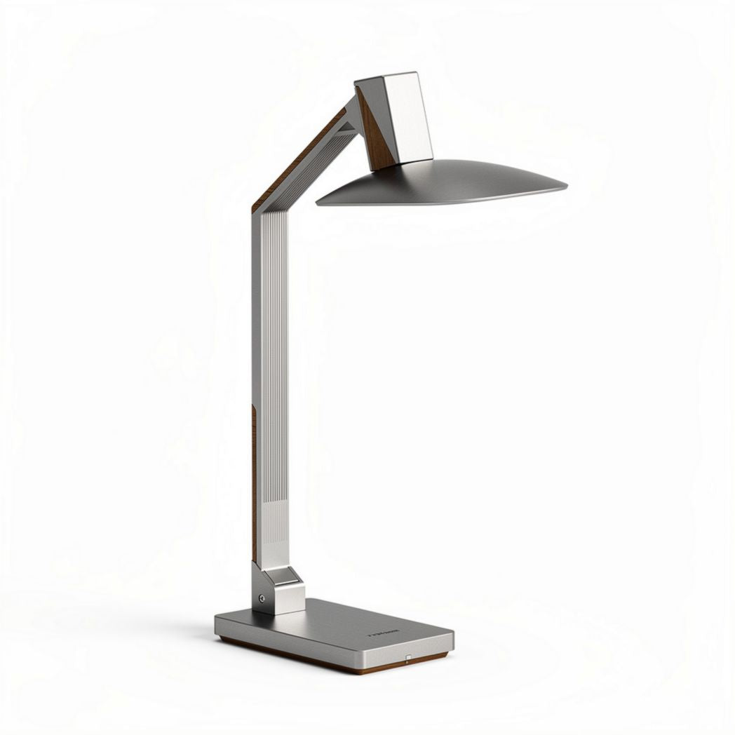 Lampe de bureau en métal chromé avec abat-jour noir 25 x 15 x 50cm