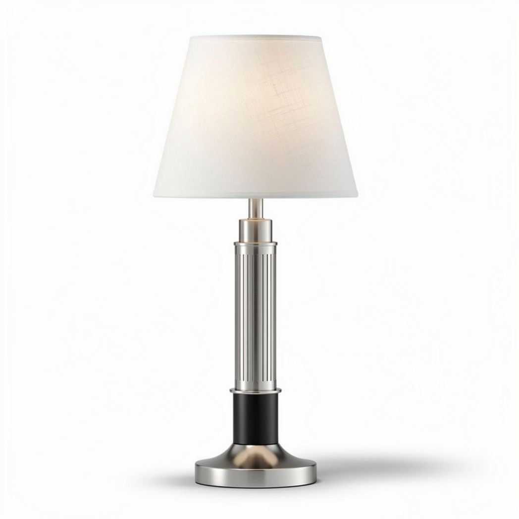 Lampe de table en métal et textile avec abat-jour blanc 25 x 25 x 50cm