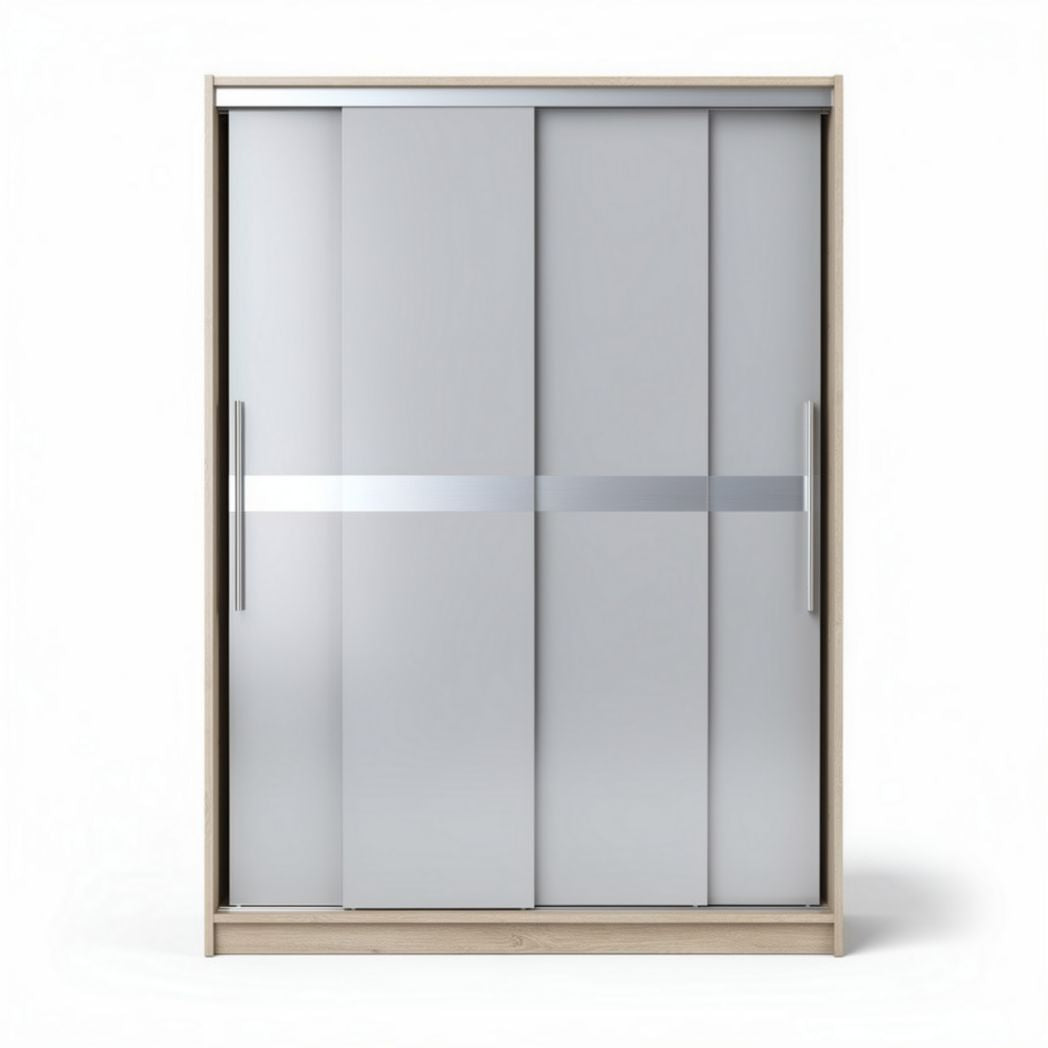 Armoire à portes coulissantes en bois avec miroir 160 x 60 x 200cm