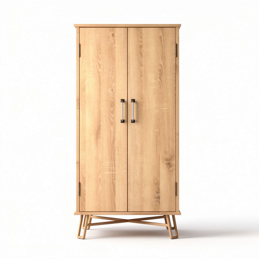 Armoire en bois naturel de 80 x 40 x 180 cm pour rangement vertical