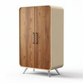 Garde-robe en bois et métal avec portes battantes 80 x 40 x 120cm beige
