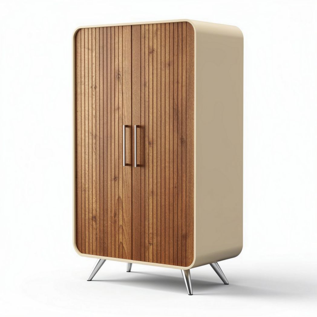 Garde-robe en bois et métal avec portes battantes 80 x 40 x 120cm beige