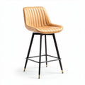 Tabouret de bar en simili-cuir beige avec pieds en métal noir 45 x 45 x 100cm