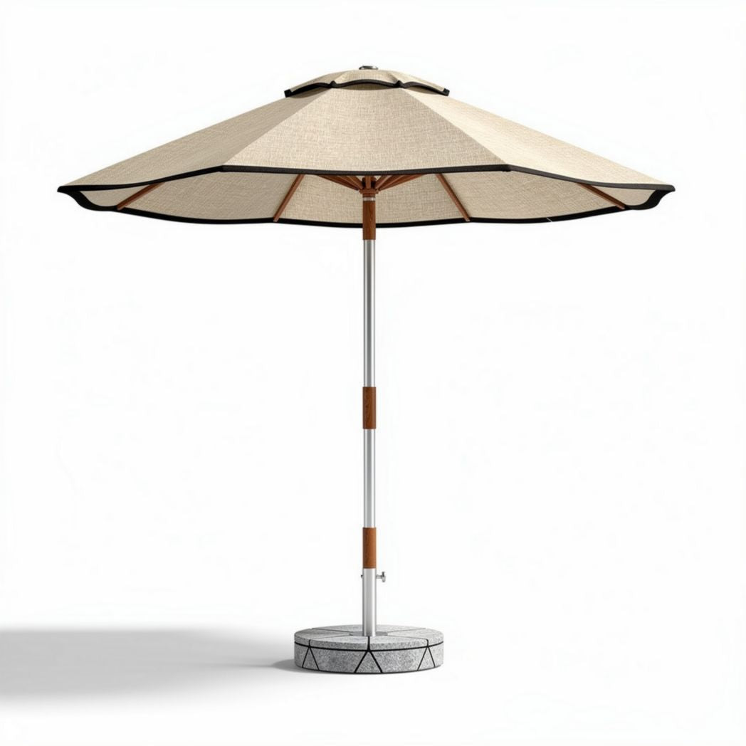 Parasol en toile beige avec pied en béton pour jardin dimensions 250 x 250 x 250cm