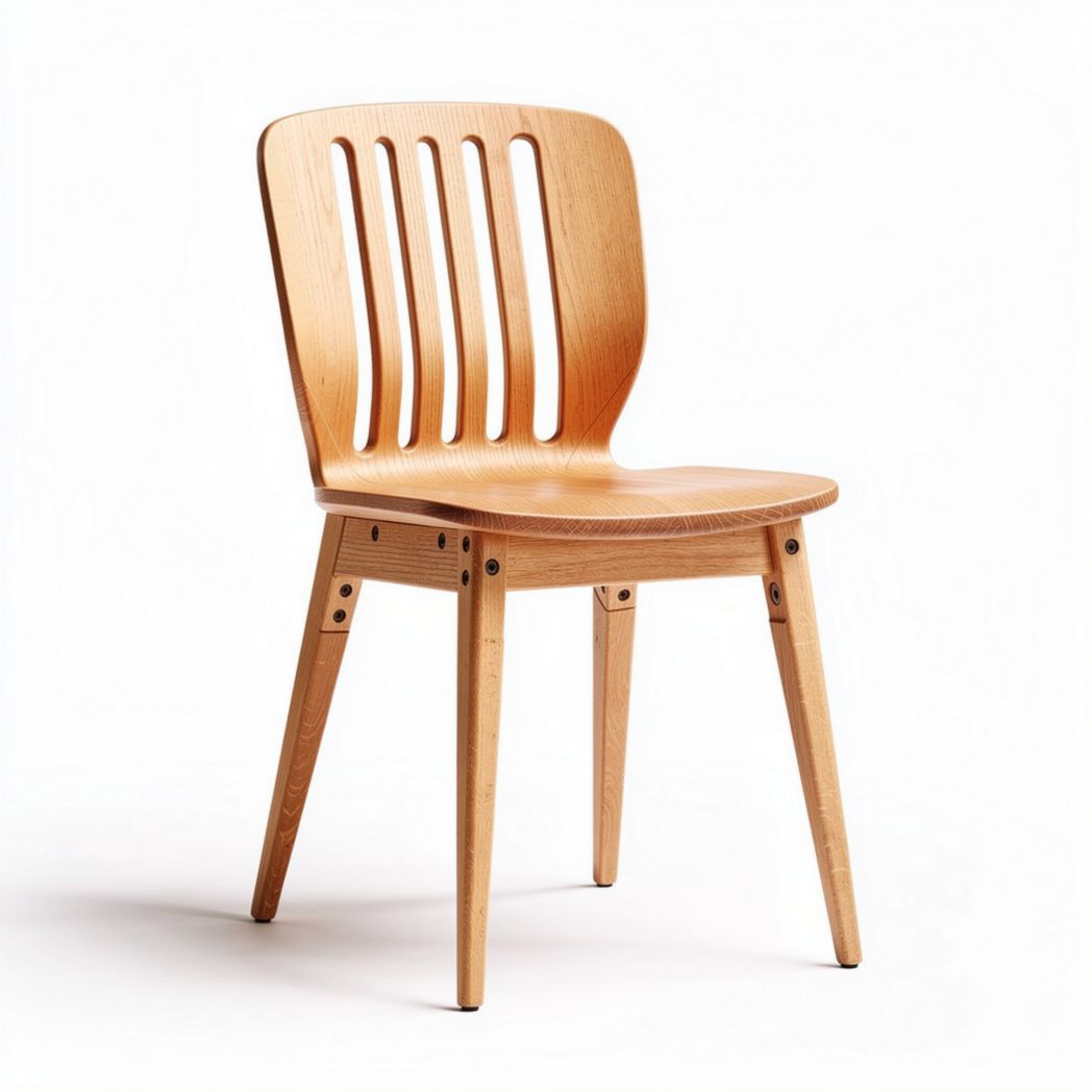 Chaise en bois naturel avec dossier fendu dimensions 45 x 45 x 85cm